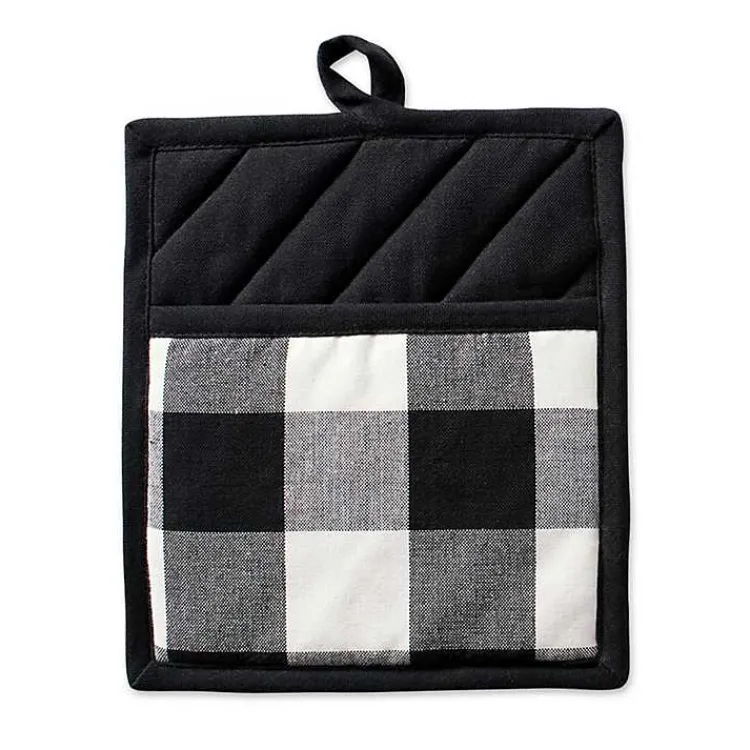 Kirklands Home Kitchen Accessories|Black Buffalo Check 3-pc. Potholder & Towel Set