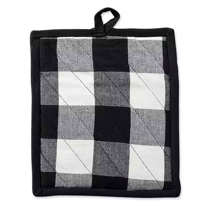 Kirklands Home Kitchen Accessories|Black Buffalo Check 3-pc. Potholder & Towel Set