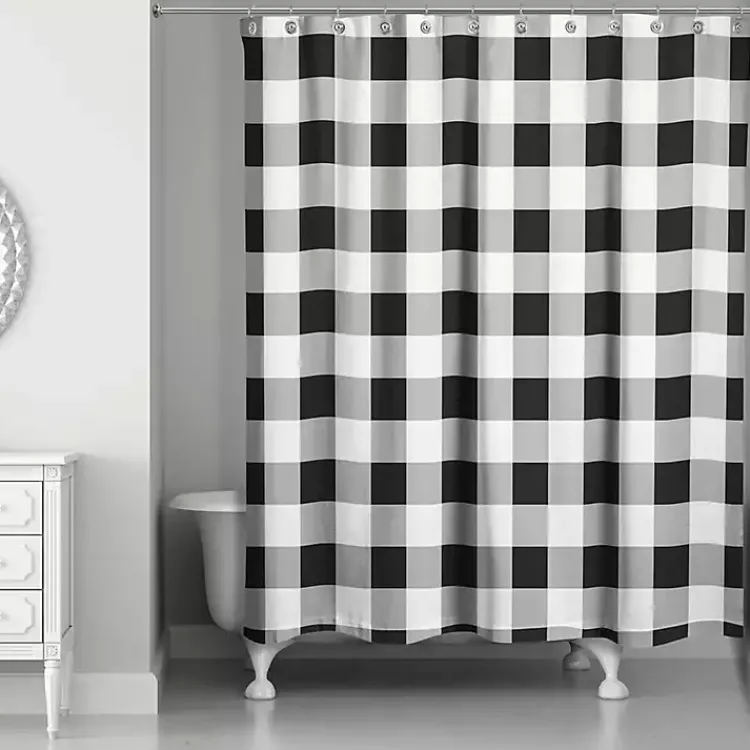 Kirklands Home Shower Curtains|Black Buffalo Check Shower Curtain