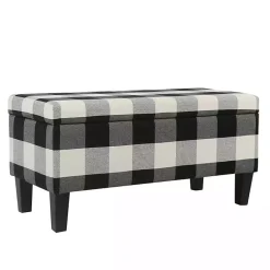 Kirklands Home Benches & Ottomans|Black Buffalo Check Storage Bench