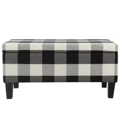 Kirklands Home Benches & Ottomans|Black Buffalo Check Storage Bench