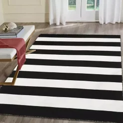 Kirklands Home Outdoor Rugs|Black Cabana Stripe Indoor/Outdoor Area Rug, 3x5