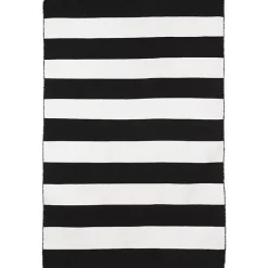 Kirklands Home Outdoor Rugs|Black Cabana Stripe Indoor/Outdoor Area Rug, 7x9