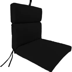 Kirklands Home Outdoor Cushions & Pillows|Canvas French Edge Outdoor Chair Cushion Black