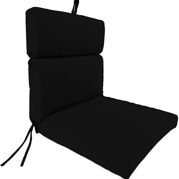 Kirklands Home Outdoor Cushions & Pillows|Canvas French Edge Outdoor Chair Cushion Black