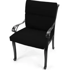 Kirklands Home Outdoor Cushions & Pillows|Canvas French Edge Outdoor Chair Cushion Black