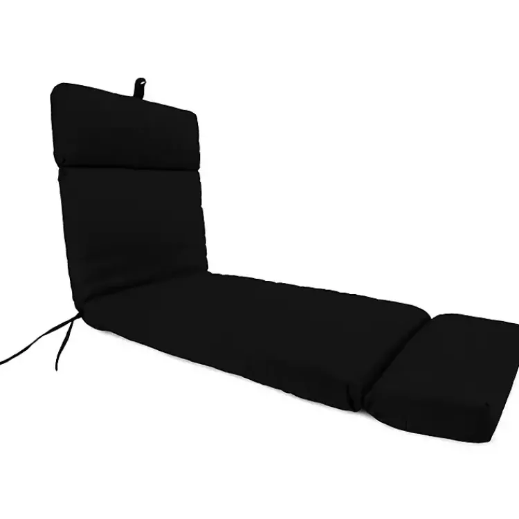 Kirklands Home Outdoor Cushions & Pillows|Canvas French Edge Outdoor Chaise Cushion Black