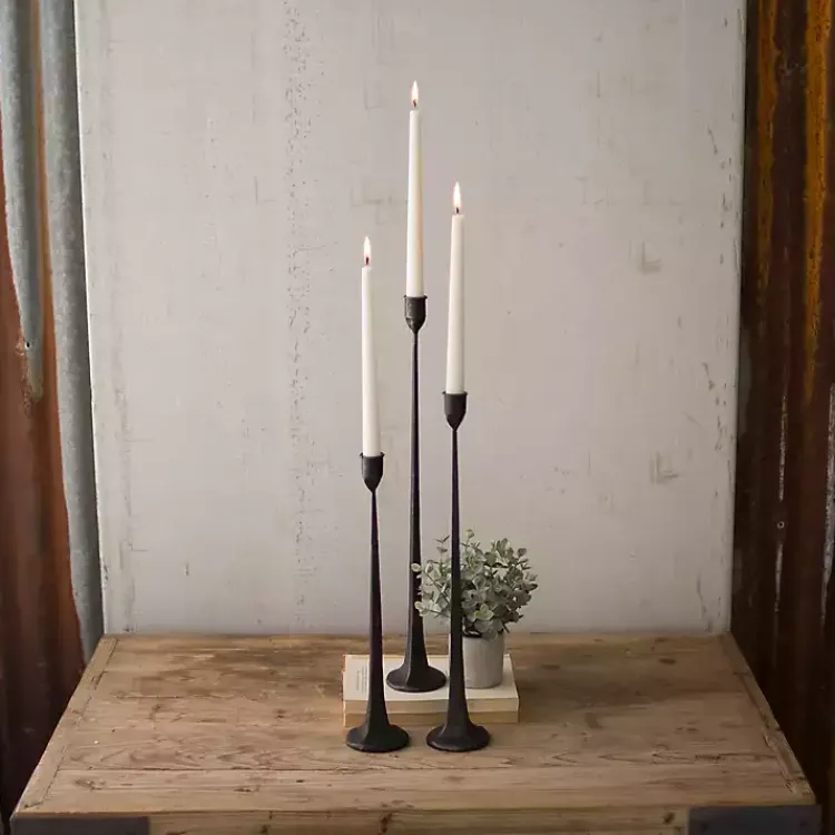 Hot Cast Iron Taper Candle Holders, Set of 3 Candle Holders