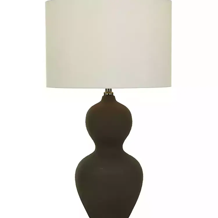 Kirklands Home Table Lamps|Black Ceramic Hourglass Simple Large Table Lamp White