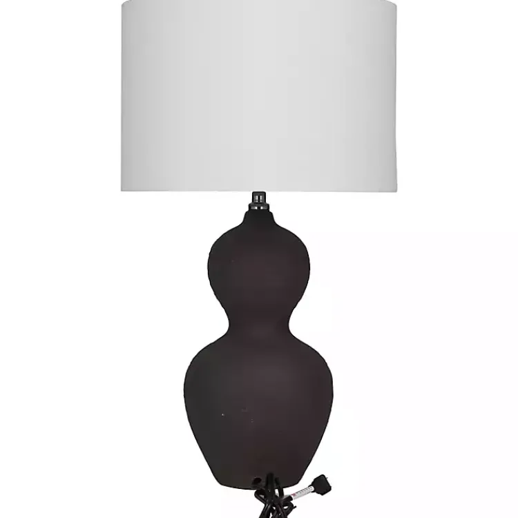 Kirklands Home Table Lamps|Black Ceramic Hourglass Simple Large Table Lamp White