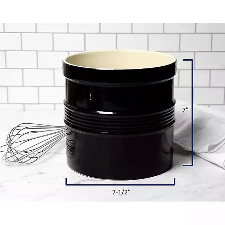 Kirklands Home Kitchen Storage|Ceramic Oversized Crock with Divider Black