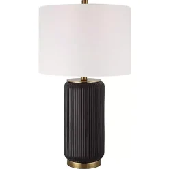 Kirklands Home Table Lamps|Black Ceramic Ribbed Table Lamp White