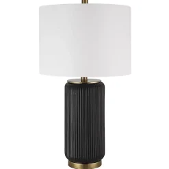 Kirklands Home Table Lamps|Black Ceramic Ribbed Table Lamp White