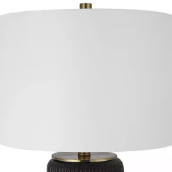 Kirklands Home Table Lamps|Black Ceramic Ribbed Table Lamp White