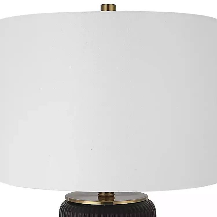 Kirklands Home Table Lamps|Black Ceramic Ribbed Table Lamp White