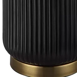 Kirklands Home Table Lamps|Black Ceramic Ribbed Table Lamp White