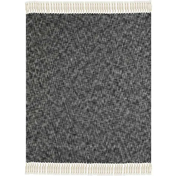 Sale Black Chambray Fringe Throw Blankets & Throws