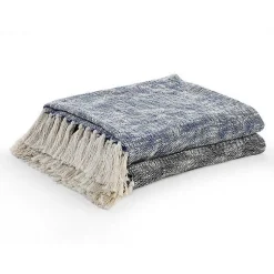 Sale Black Chambray Fringe Throw Blankets & Throws