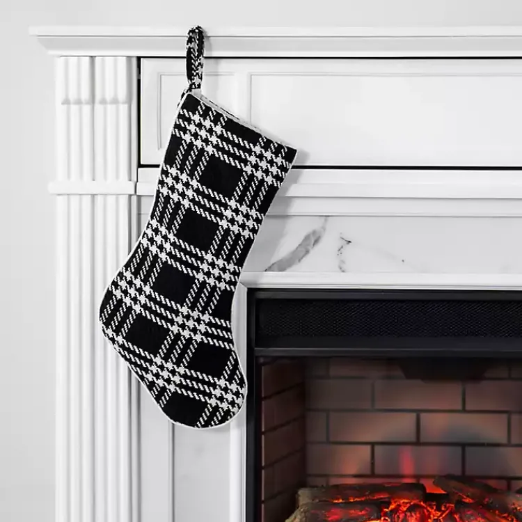 Clearance Black Check Inverse Stocking Christmas Stockings & Stocking Holders