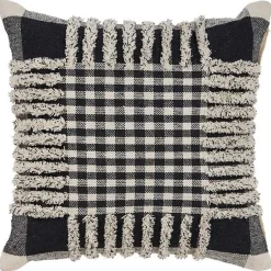 Discount Black Check Textured Pillow Pillows