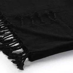 Checkered Weave Fringe Throw Blankets & Throws