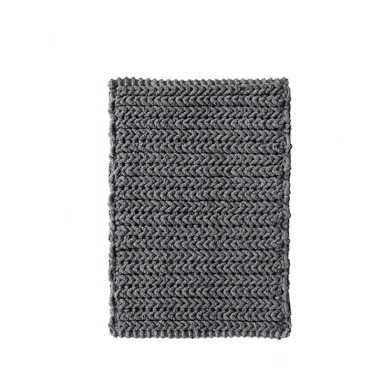 Kirklands Home Bathroom Rugs|Chenille Chain Stitched Bath Mat, 30 in. Black