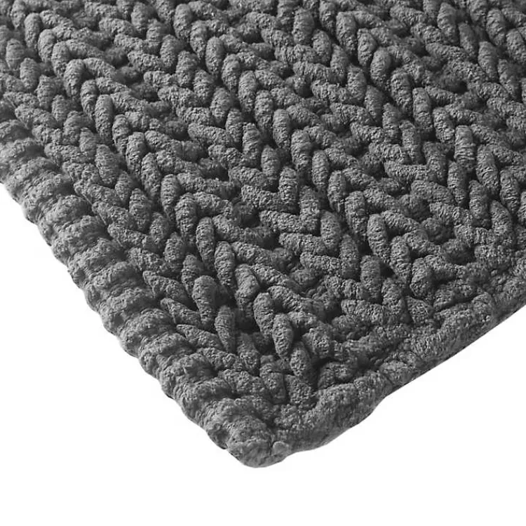 Kirklands Home Bathroom Rugs|Chenille Chain Stitched Bath Mat, 40 in. Black