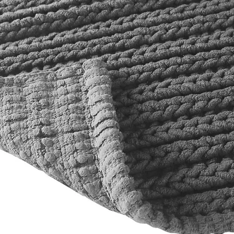 Kirklands Home Bathroom Rugs|Chenille Chain Stitched Bath Mat, 40 in. Black