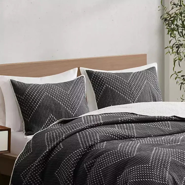 Kirklands Home Bedspreads & Coverlets|Chevron Full/Queen 3-pc. Coverlet Set Black