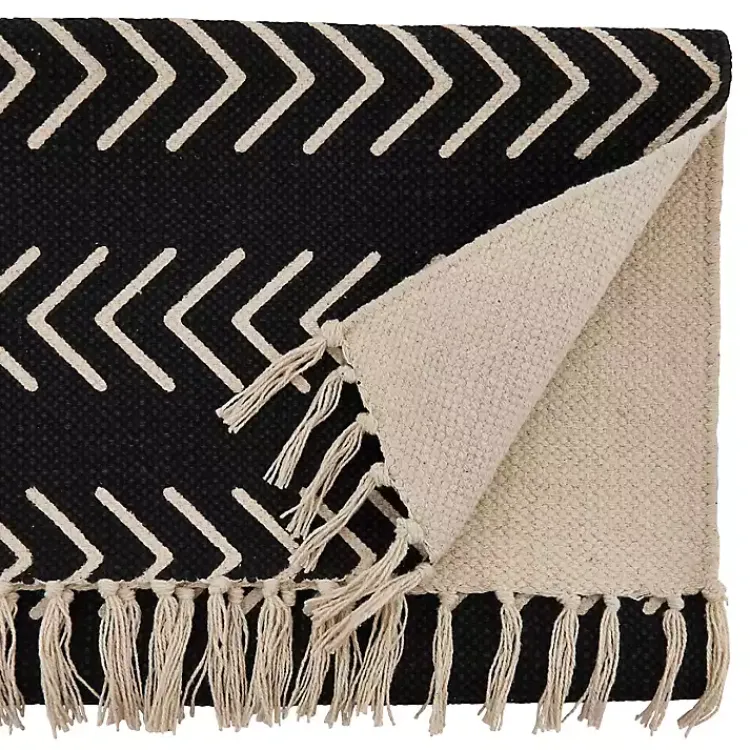 Kirklands Home Table Linens|Chevron Table Runner with Fringe Black