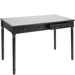 Kirklands Home Office Furniture|Classic 2-Drawer Wood Desk Black