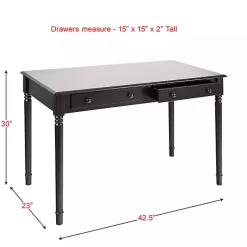 Kirklands Home Office Furniture|Classic 2-Drawer Wood Desk Black