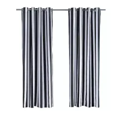 Kirklands Home Outdoor Curtains|Black Coastal Stripe Outdoor Curtain Panel, 84 in.