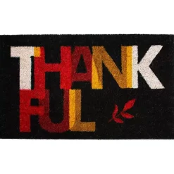 Black Colorblock Thankful Doormat Fall