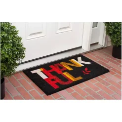Black Colorblock Thankful Doormat Fall