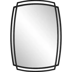 Kirklands Home Decorative Mirrors|Black Curved Overlapping Wall Mirror