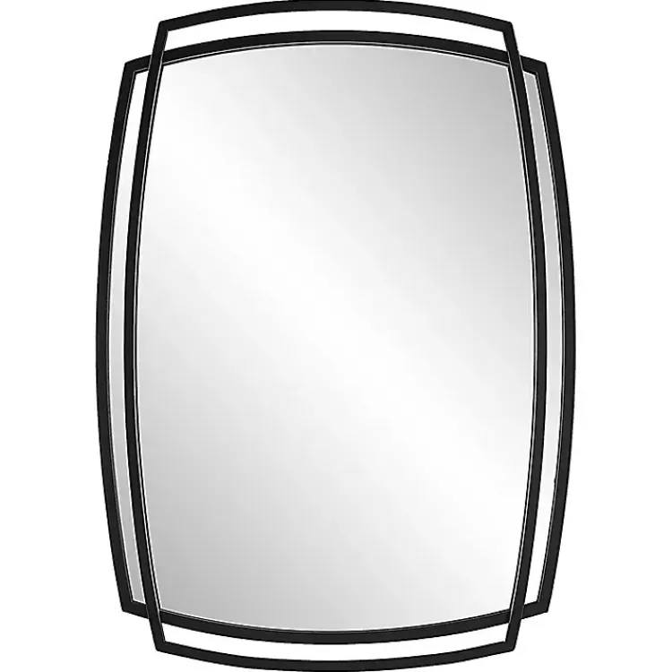 Kirklands Home Decorative Mirrors|Black Curved Overlapping Wall Mirror