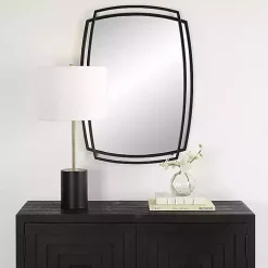 Kirklands Home Decorative Mirrors|Black Curved Overlapping Wall Mirror