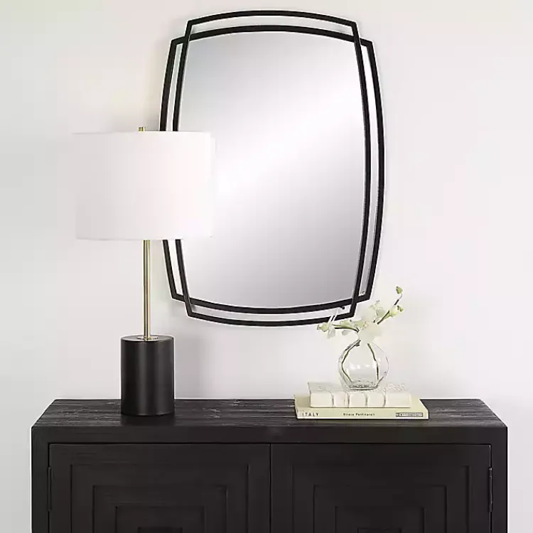 Kirklands Home Decorative Mirrors|Black Curved Overlapping Wall Mirror