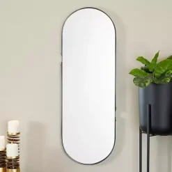 Kirklands Home Decorative Mirrors|Black Cut Metal Gold Accents Oblong Wall Mirror