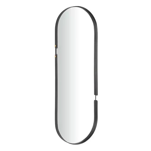 Kirklands Home Decorative Mirrors|Black Cut Metal Gold Accents Oblong Wall Mirror