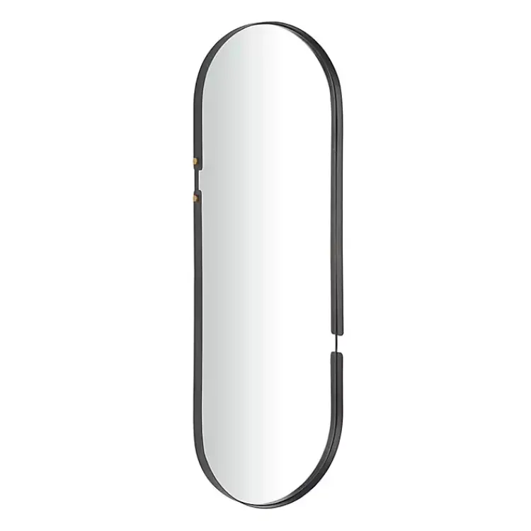 Kirklands Home Decorative Mirrors|Black Cut Metal Gold Accents Oblong Wall Mirror