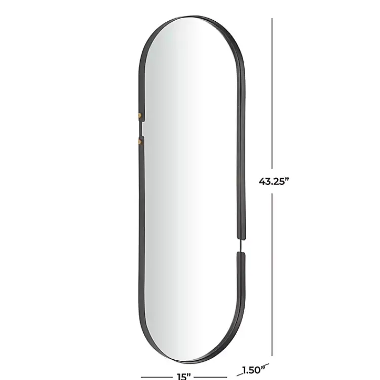 Kirklands Home Decorative Mirrors|Black Cut Metal Gold Accents Oblong Wall Mirror