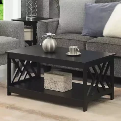 Kirklands Home Coffee Tables|Cut-Out Sides Coffee Table Black