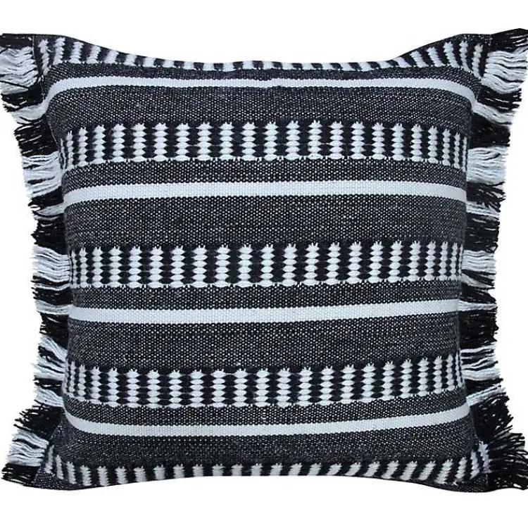 New Black Dash Stripe Indoor/Outdoor Pillow Pillows