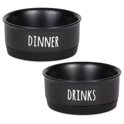 Kirklands Home Pet Dishes & Canisters|Dinner & Drinks 2-pc. Pet Bowl Set, 4 in. Black