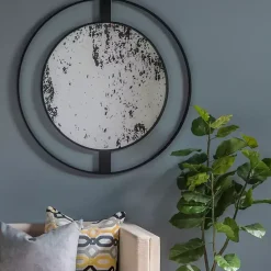 Kirklands Home Decorative Mirrors|Black Distressed Floating Wall Mirror