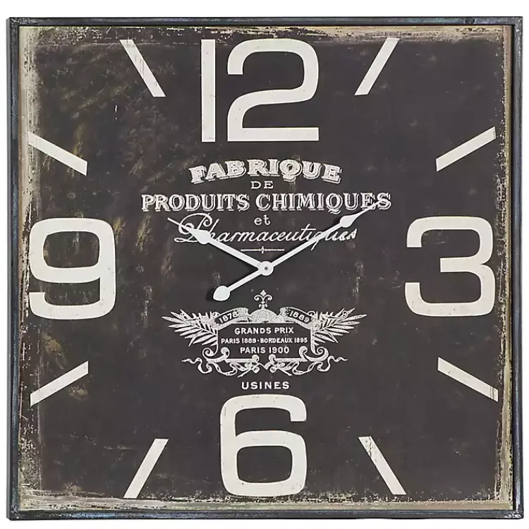 Kirklands Home Clocks|Black Distressed Wood Face Square Clock