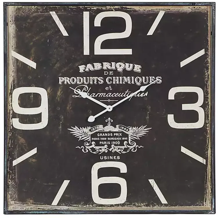 Kirklands Home Clocks|Black Distressed Wood Face Square Clock