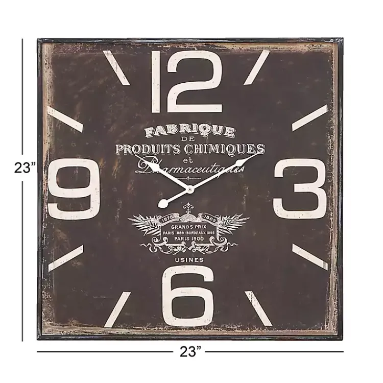 Kirklands Home Clocks|Black Distressed Wood Face Square Clock